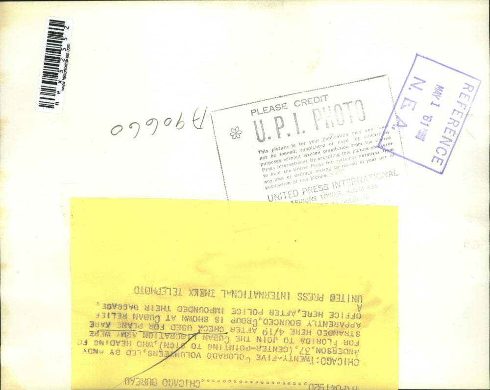 1961 Press Photo ChicagoAndy Anderson at Cuban relief office on way to Cuba