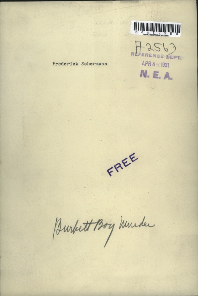 1921 Press Photo Frederick Schermann for Burkett boy murder trial