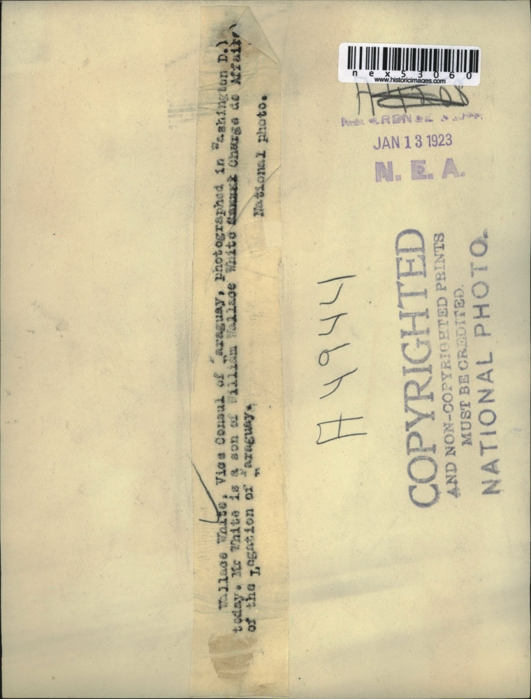 1923 Press Photo Wallace Waite Vice Consul of Paraguay