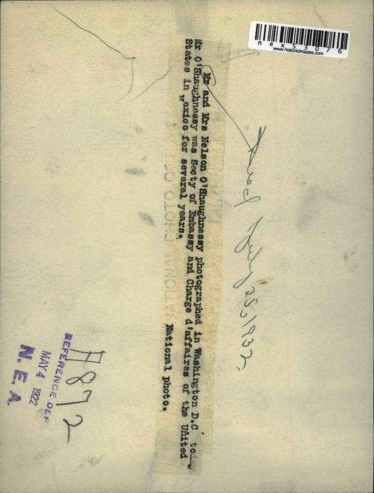 1922 Press Photo Mr & Mrs Nelson O'Shaughnessy in Wash DC