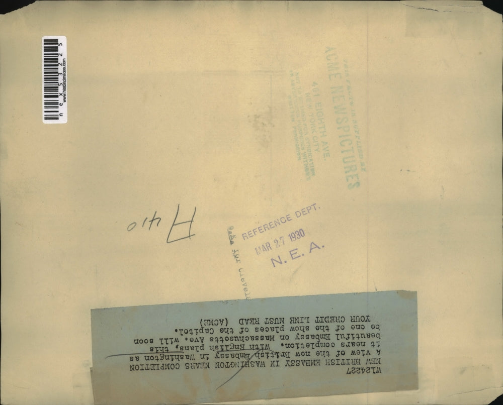 1930 Press Photo View of the new British Embassy in Washington