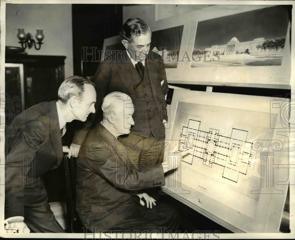 1937 Press Photo Davis Finley, Sen Tom Connally &amp; John R Pope- Historic Images