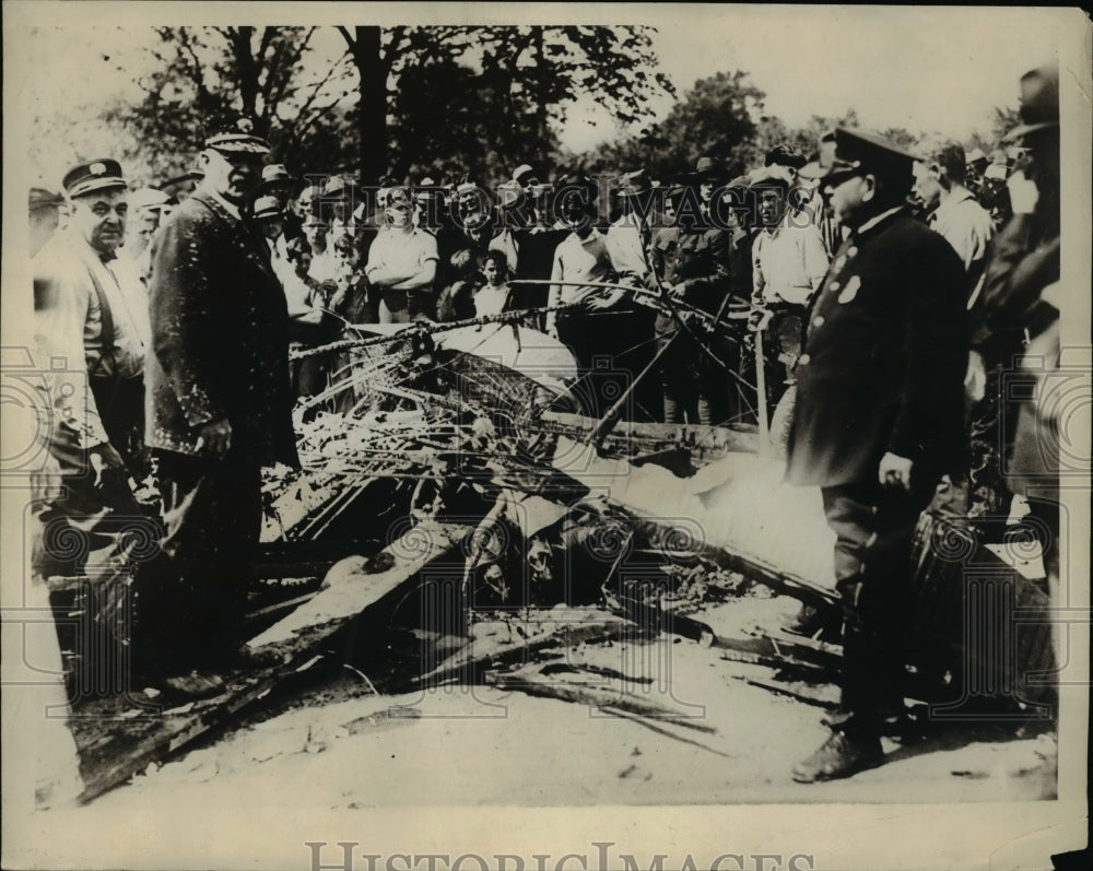 1929 Press Photo Wrteckage of Lt Ed Meadows plane hit another over Linden Ohio