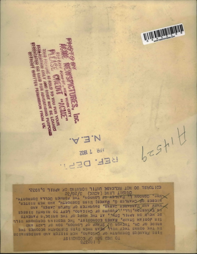 1932 Press Photo Bride of Dr. Trevor D Stamp