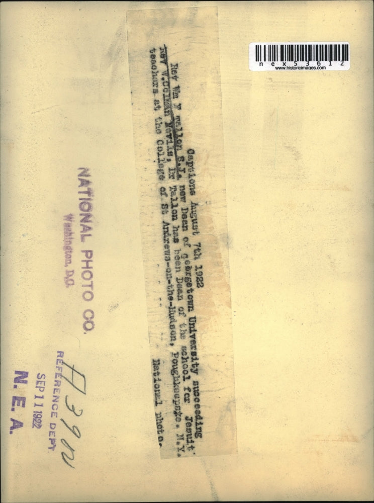 Load image into Gallery viewer, 1922 Press Photo Rev William F Tallen Dean of Georgetown Univ
