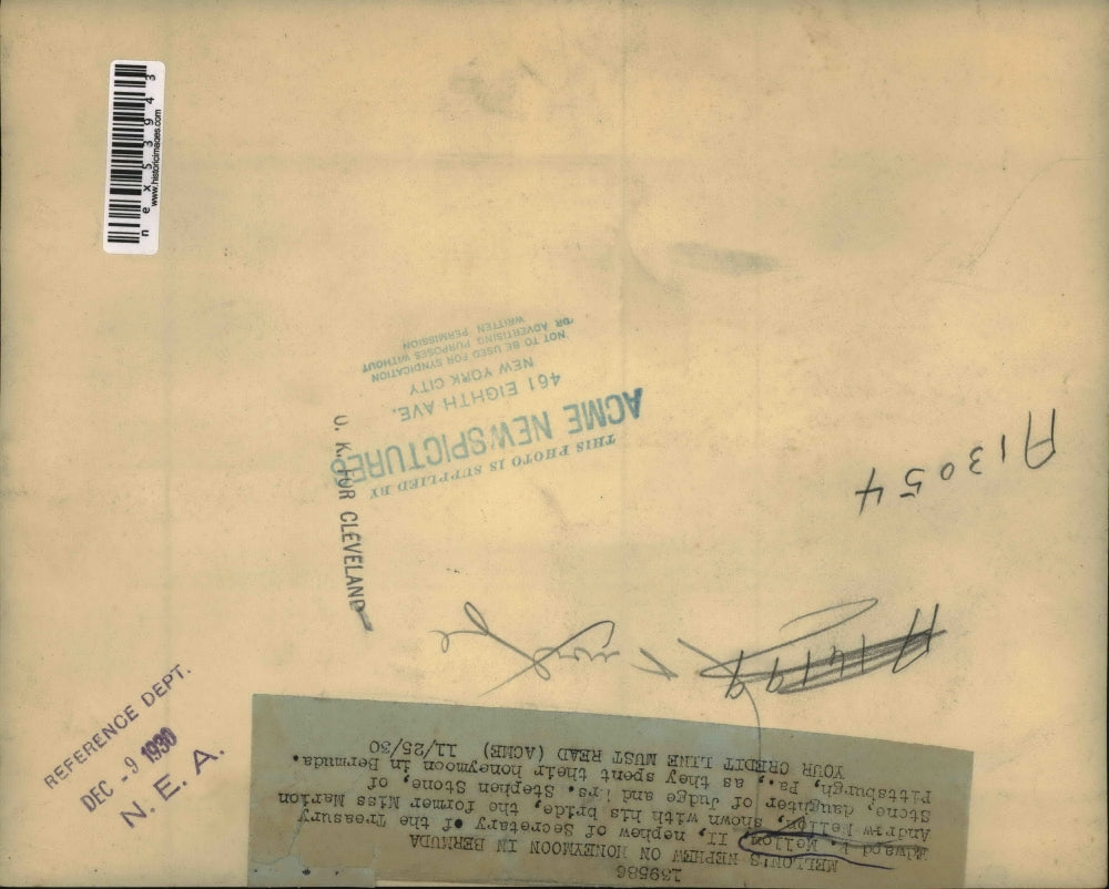 1930 Press Photo Edward Mellom II nephew of Treas Sec & bride MArion Steno