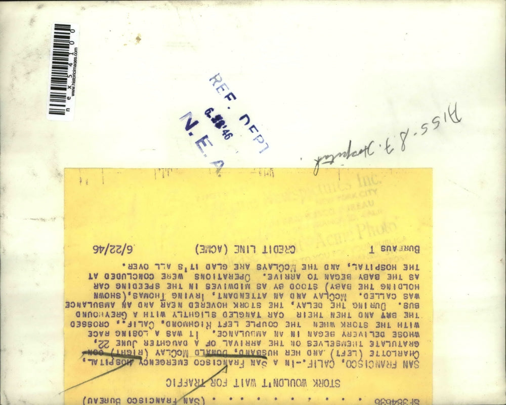 1946 Press Photo San Francisco Charlotte & Don McClay at hospital wit baby