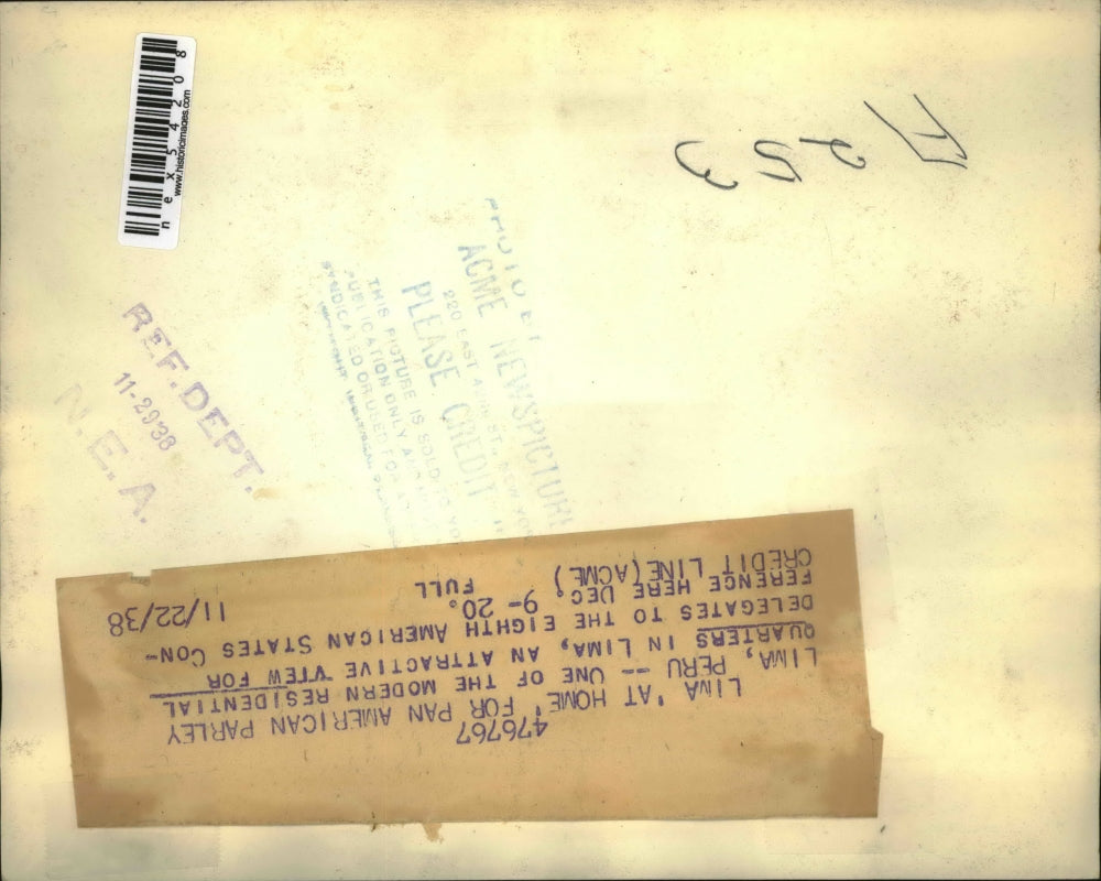 1938 Press Photo Residential Quarters in Lima, Peru