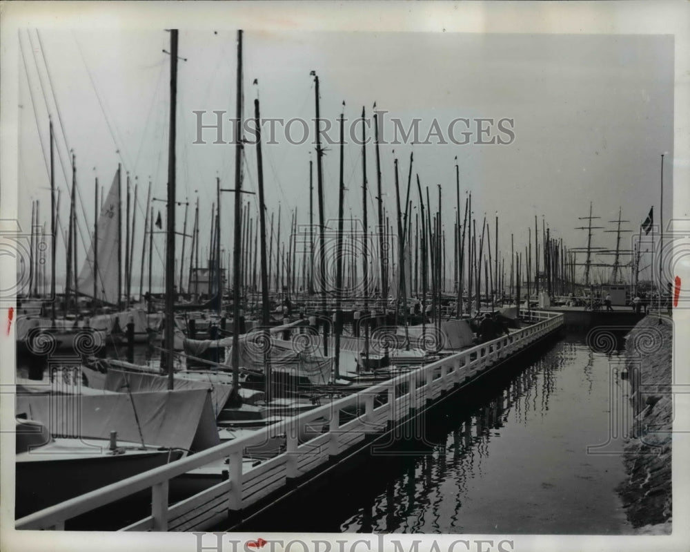 1962 Press Photo Kiel West Germany sail boats at Olympic harbor docks