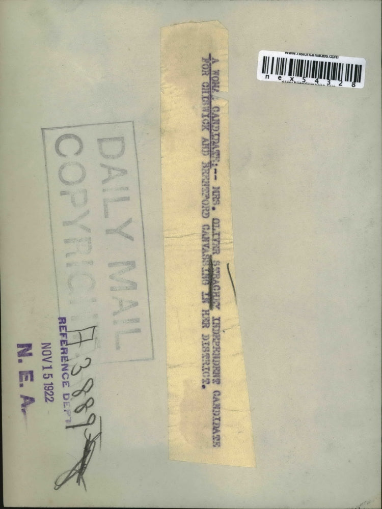 1922 Press Photo Mrs Oliver Stravhey candidate for Chiswick & Brentford