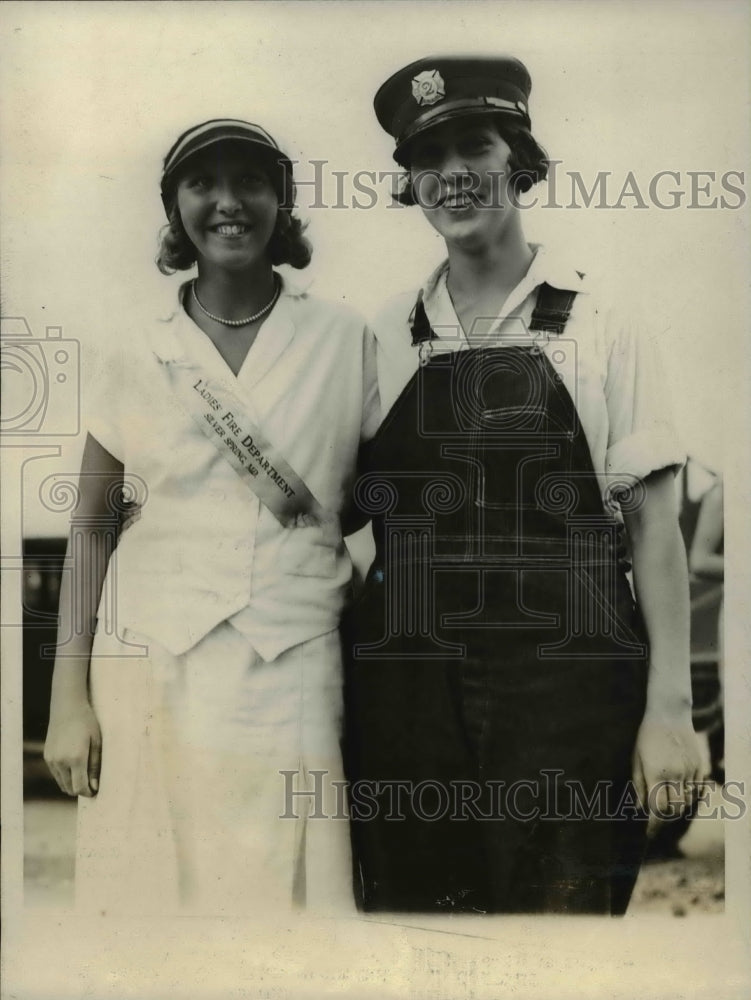 1928 Press Photo Adele Smallwood & Rachel Gott women volunteer firemen in Md