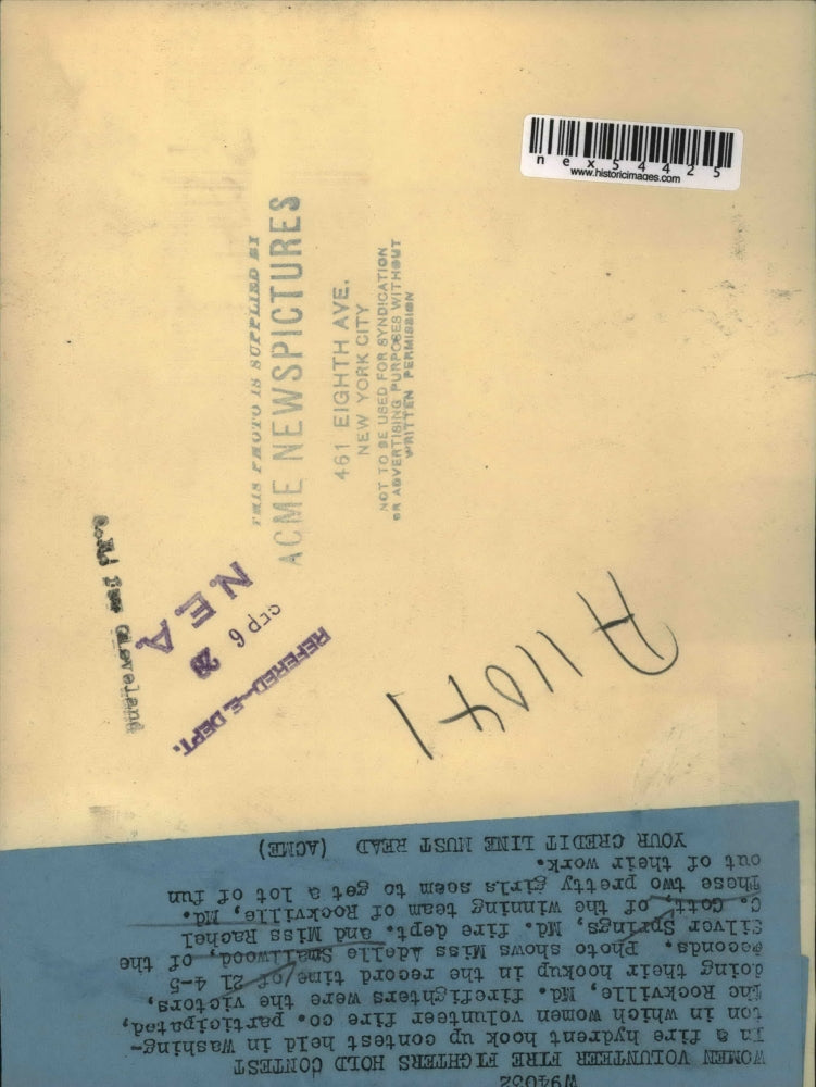 1928 Press Photo Adele Smallwood & Rachel Gott women volunteer firemen in Md