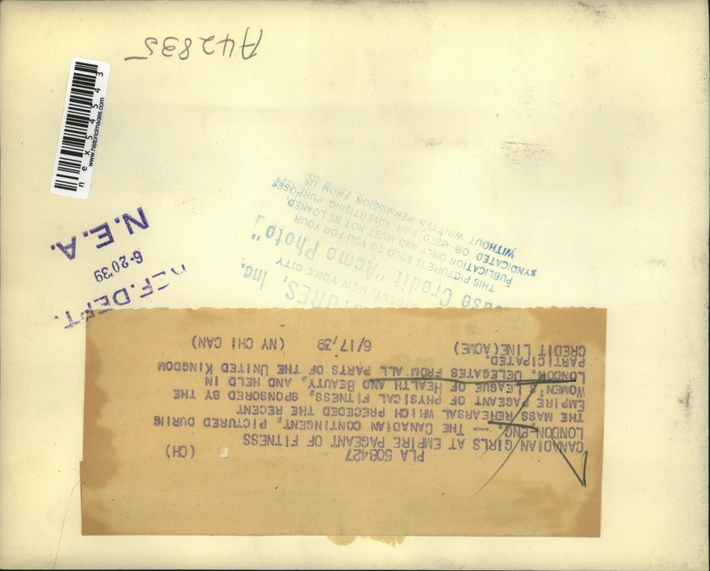 1939 Press Photo London Womens League of Health & Beauty, Canada delegates