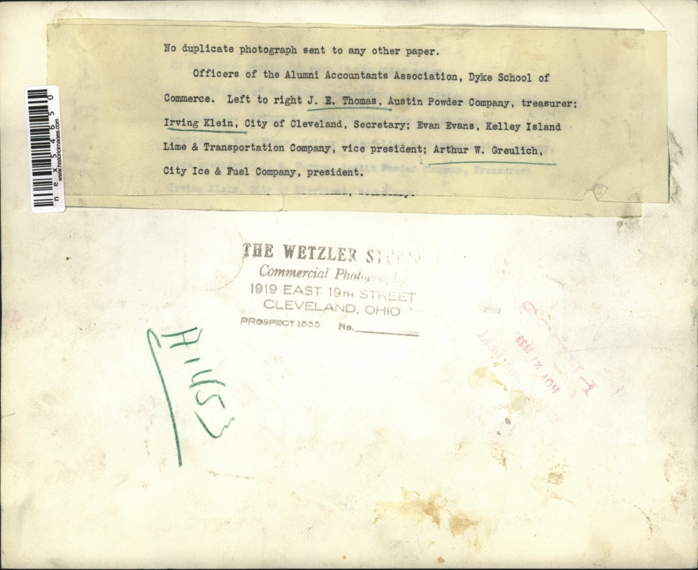 1933 Press Photo Officers of the Alumni Accountants Association