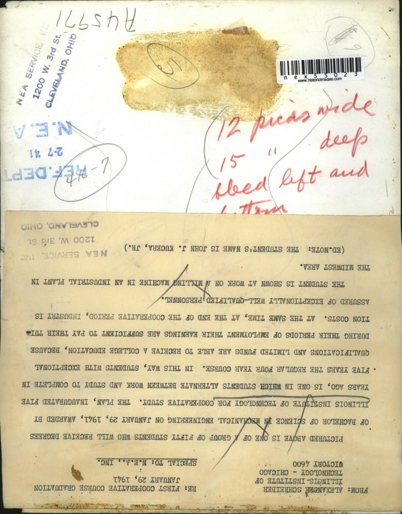 1941 Press Photo Illinois Institute of Technology for Cooperative Study, John