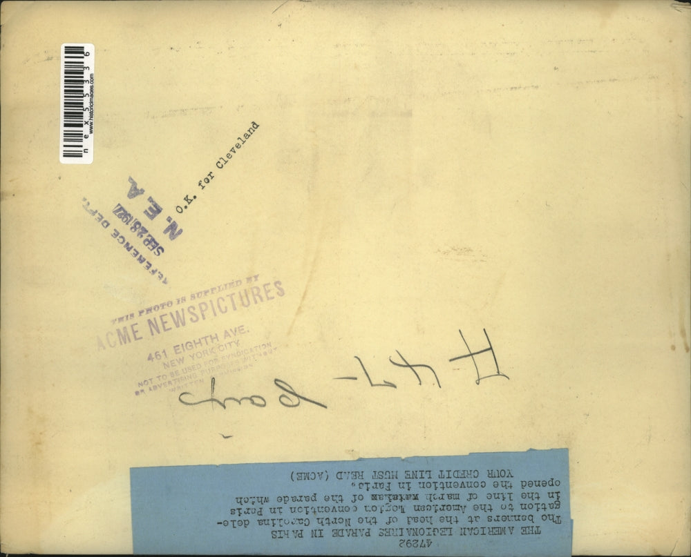 1927 Press Photo American Legion NC delegates in Paris France