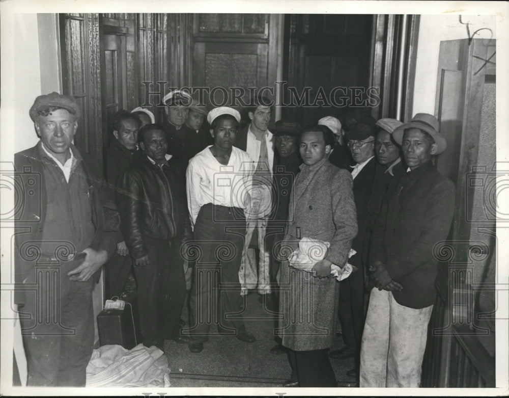 1933 Press Photo Survivors of burned ship Doris Kellogg arrive in Philadelphia