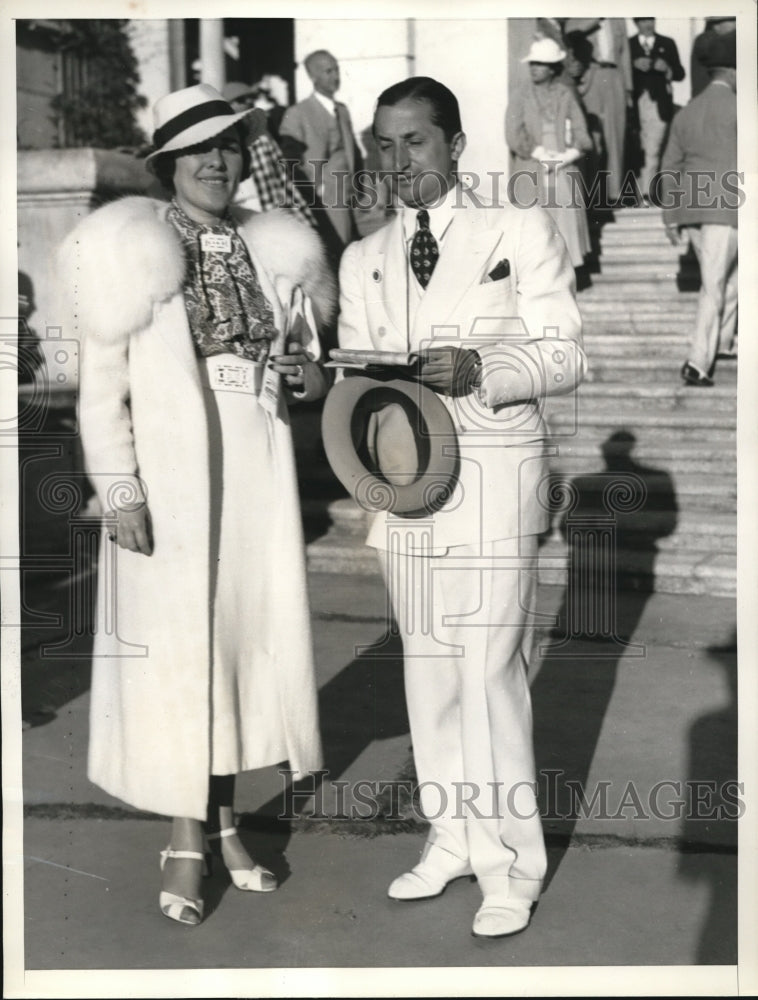 Load image into Gallery viewer, 1936 Press Photo Atty. Gen. David Wilentz w/ his wife at Hialeah Park Race Track
