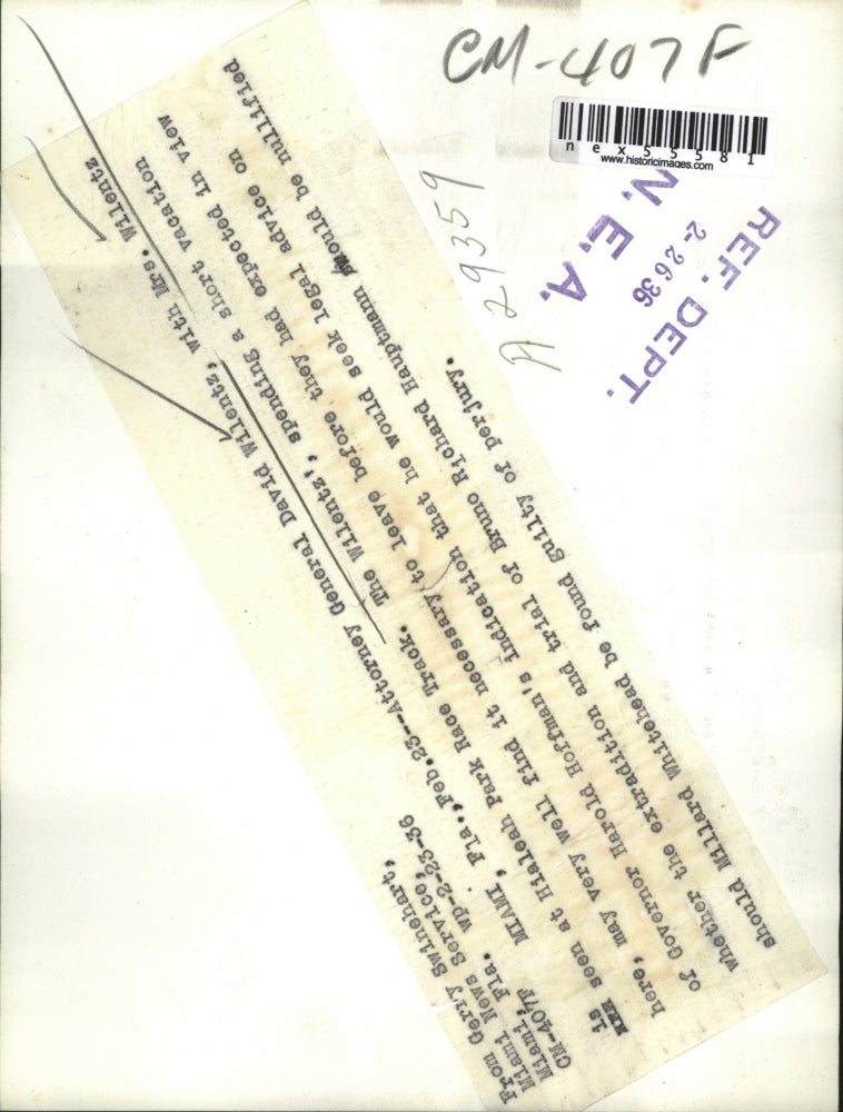 1936 Press Photo Atty. Gen. David Wilentz w/ his wife at Hialeah Park Race Track