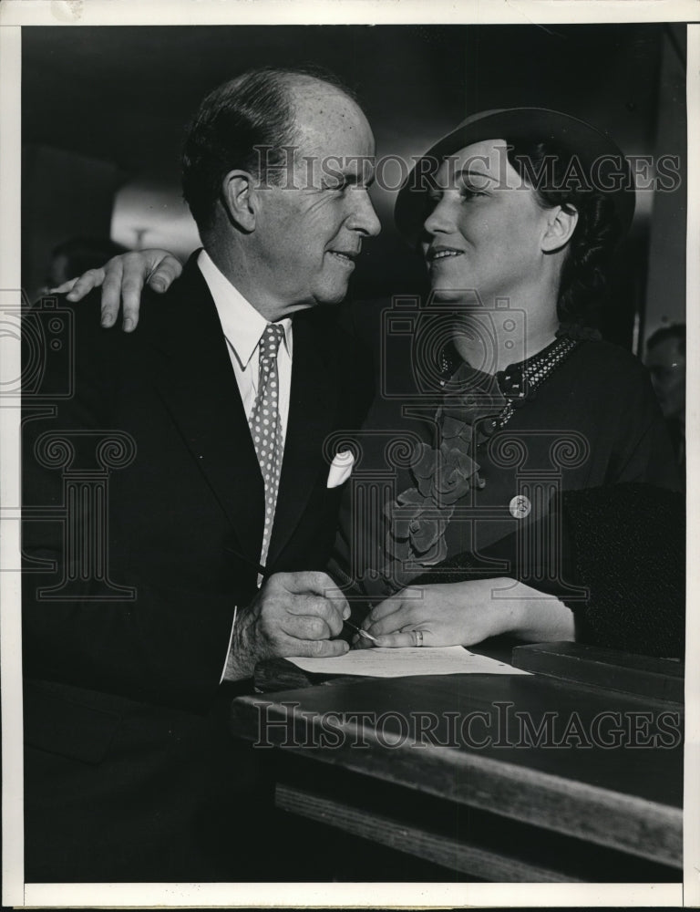 1936 Press Photo J Stuart Blackton Weds Evangeline Russell De Rippeteau