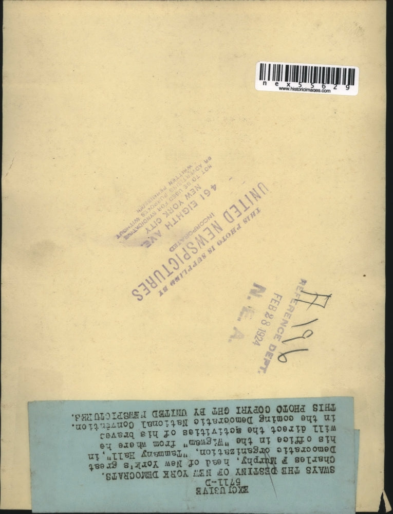 1924 Press Photo Charles Murphy of NY Democratic Organization Tammany Hall