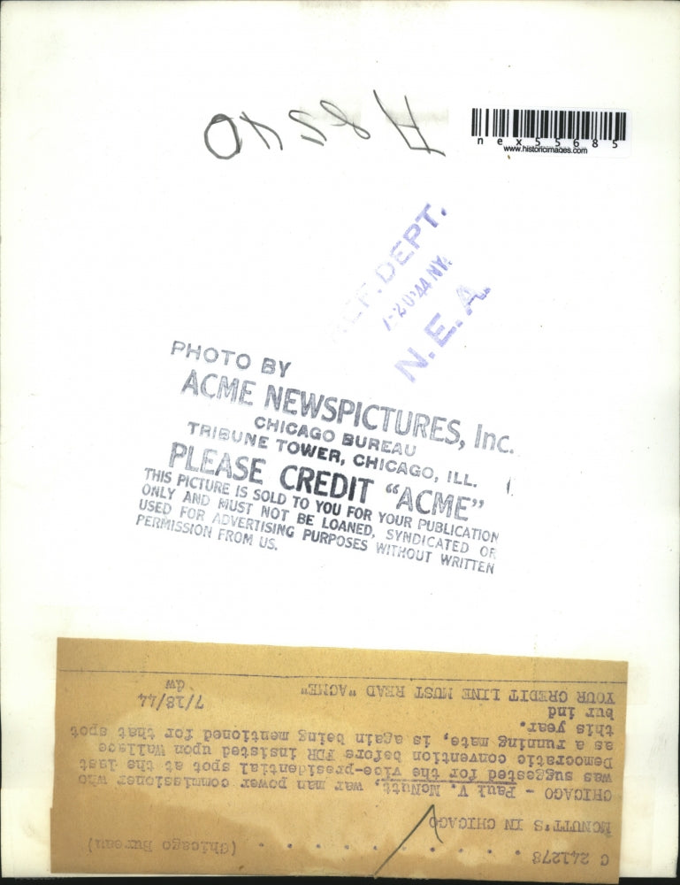 1944 Press Photo Politician Paul V. McNutt