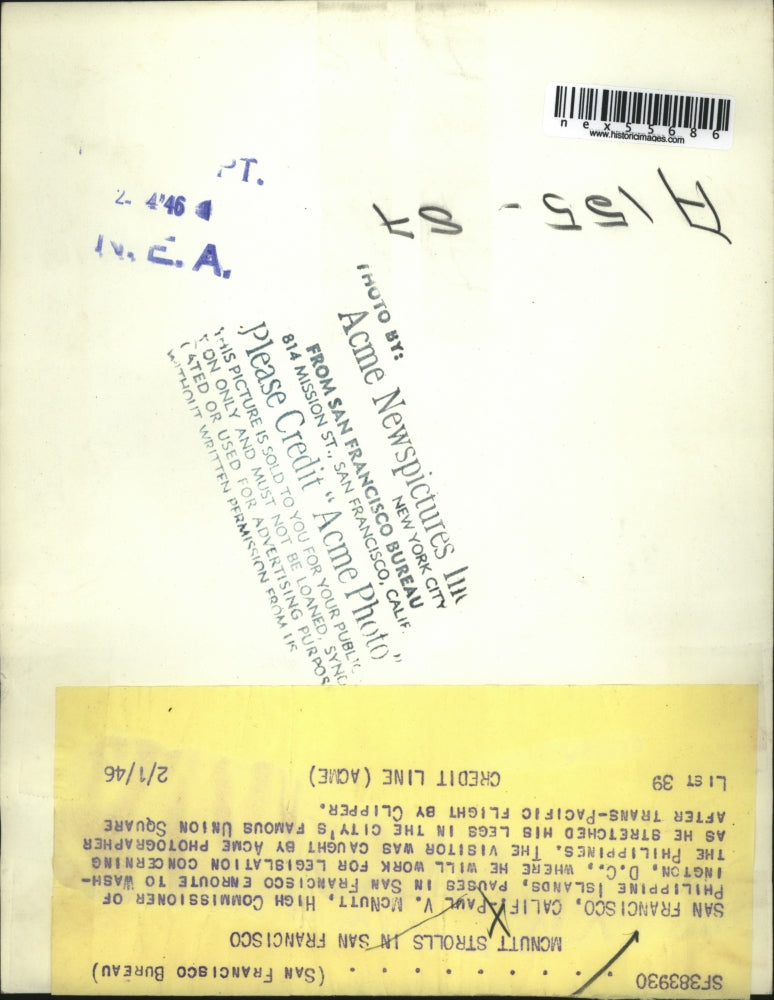 1946 Press Photo Politician Paul V. McNutt in San Francisco, California