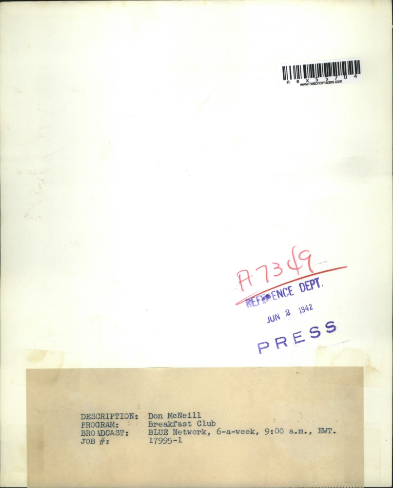 1942 Press Photo Don McNeill in Breakfast Club