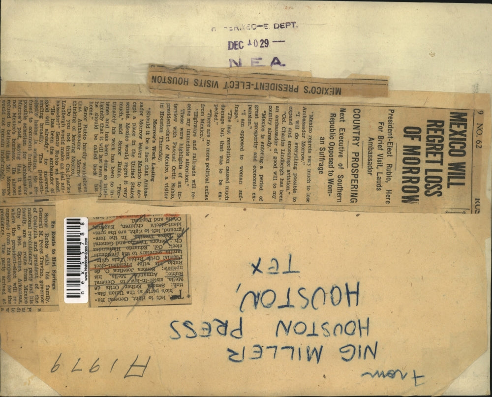 1929 Press Photo Gen. Rubios Party at the Union Station