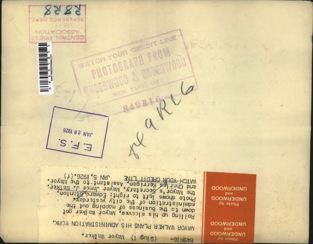 1926 Press Photo Mayor Walker of NY Charles Kerrigan & Edward Stanton