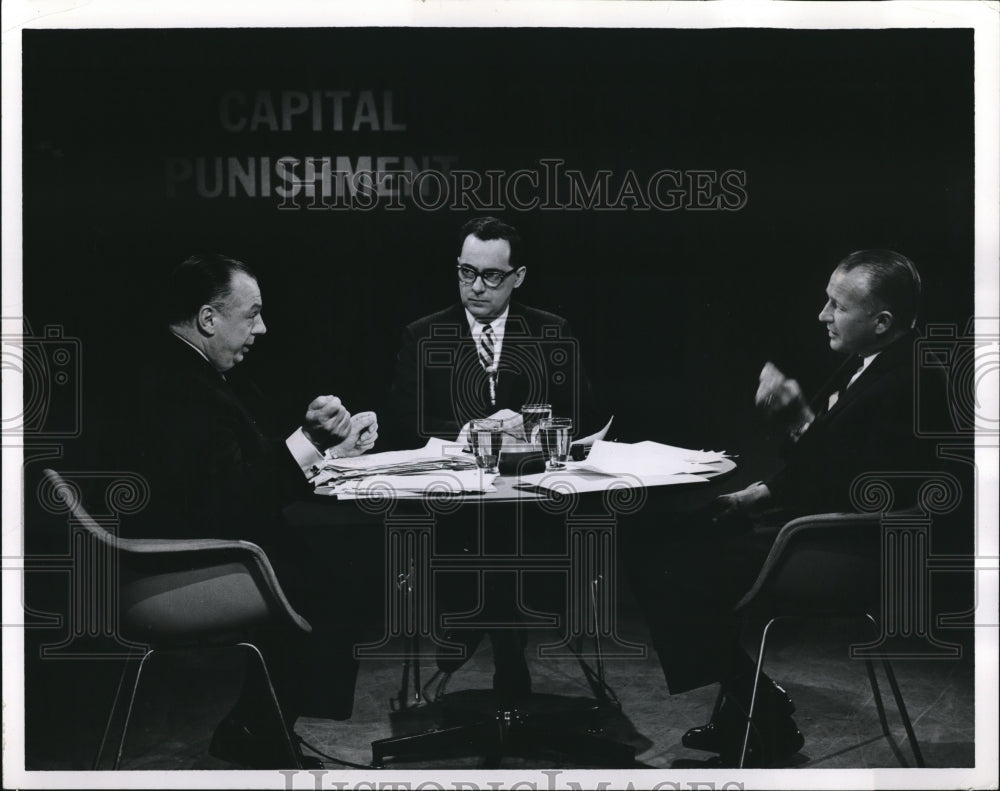 1960 Press Photo Gov Michael DiSalle NH Atty Gen Lewis Wyman & newsman Bichl