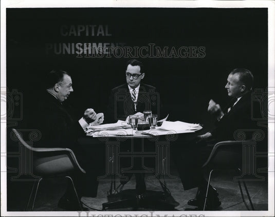 1960 Press Photo Gov Michael DiSalle NH Atty Gen Lewis Wyman & newsman Bichl