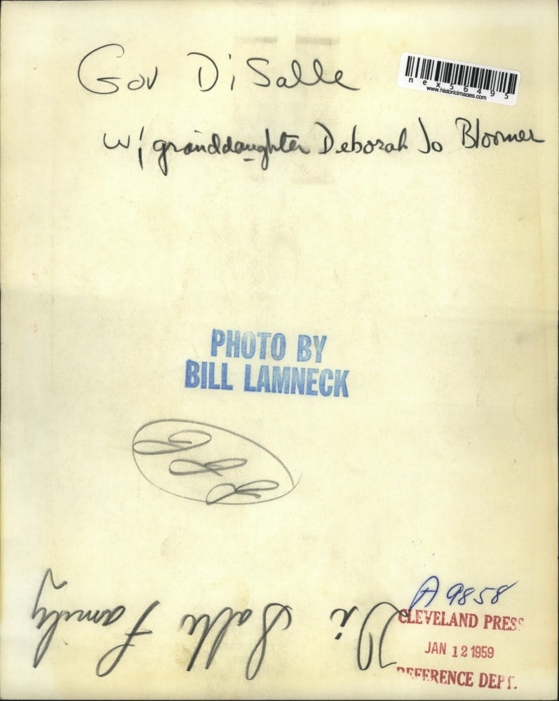 1959 Press Photo Ohio Governor Michael DiSalle Holding Infant Granddaughter