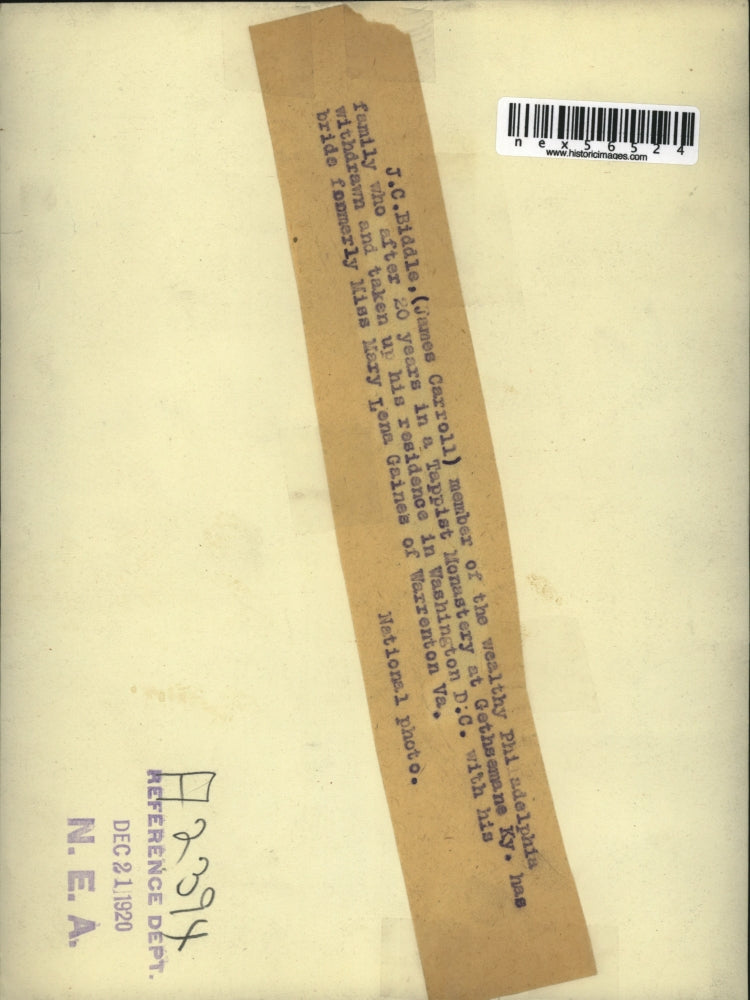 1920 Press Photo J.C. Biddle (James Carroll), Philadelphia Socialite