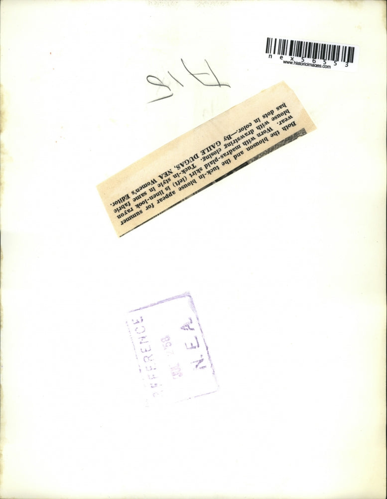 1958 Press Photo Blouson And Tuck-In Blouse Summer Wear