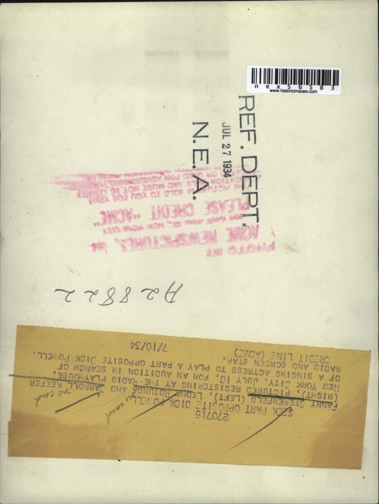 1934 Press Photo Singer Fanny Sterenfeld, Ledna Rotunda, Carroll Keefer Audition