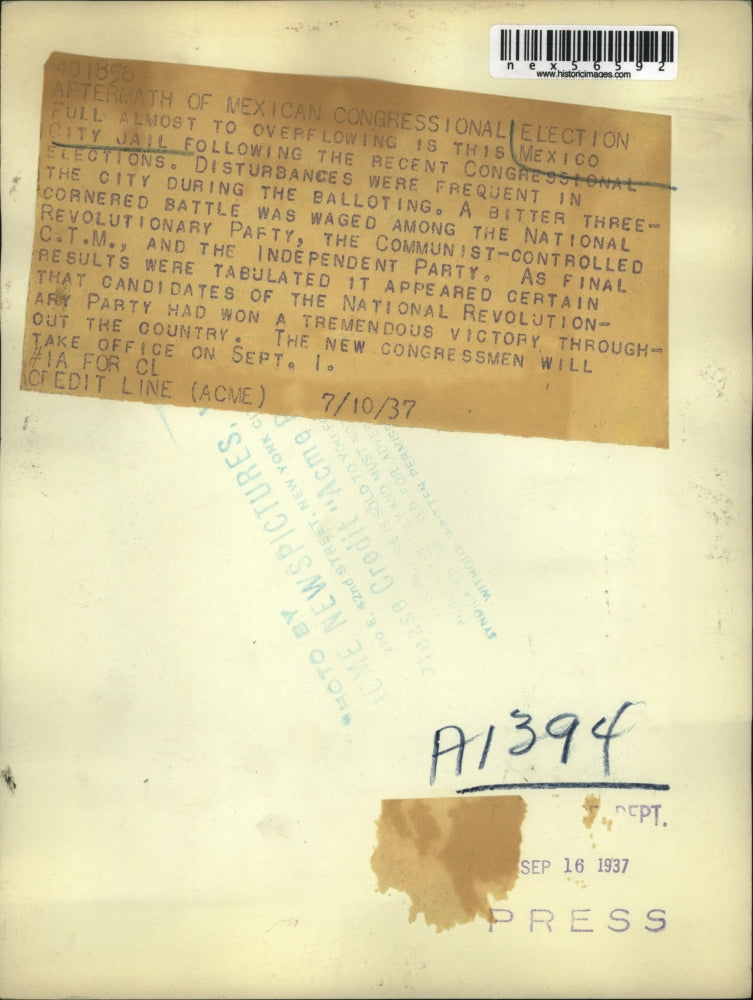 1937 Press Photo Crowded Mexico City Jail After Congressional Election