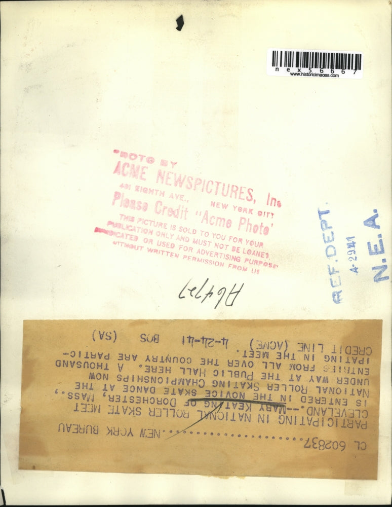 1941 Press Photo Mary Keating, National Roller Skating Championships Novice