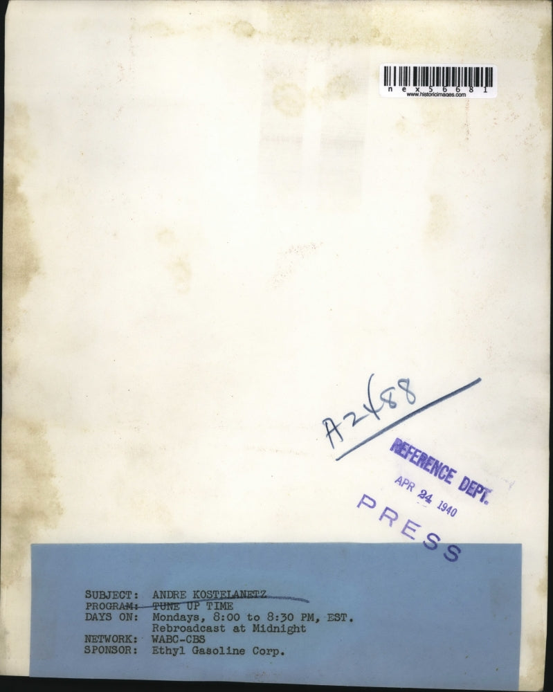 1940 Press Photo Andre Kostelanetz conductor of Tune Up Time on CBS - nex56681