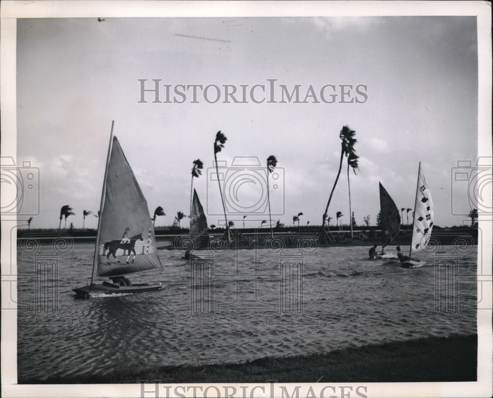 1947 Press Photo Hollandale Fla sailboats at Gulfstream Park track