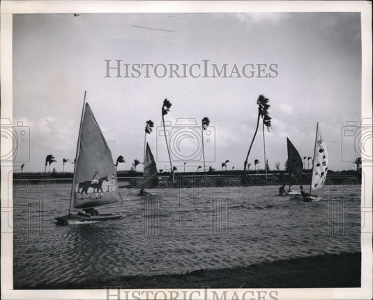 1947 Press Photo Hollandale Fla sailboats at Gulfstream Park track