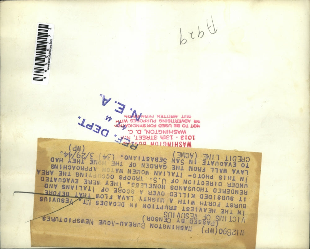 1944 Press Photo Victims of Mt Vesuvius eruption at Italy