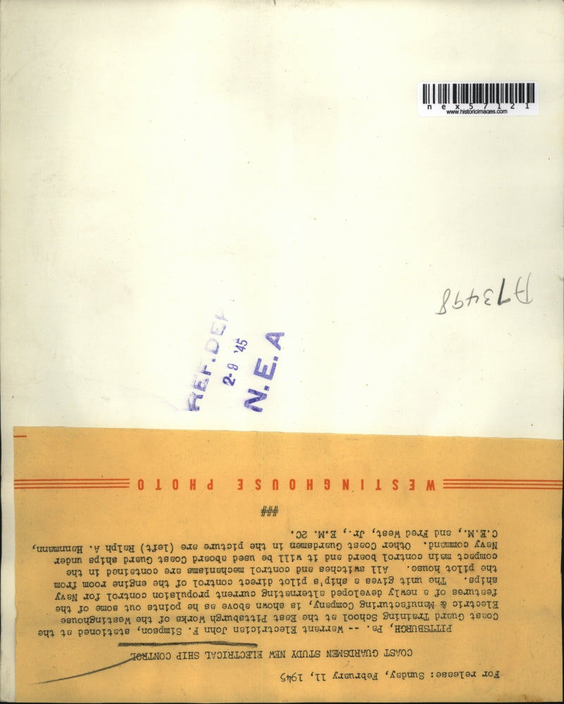 1945 Press Photo John F Simpson Propulsion Control for Navy Ships Westinghouse