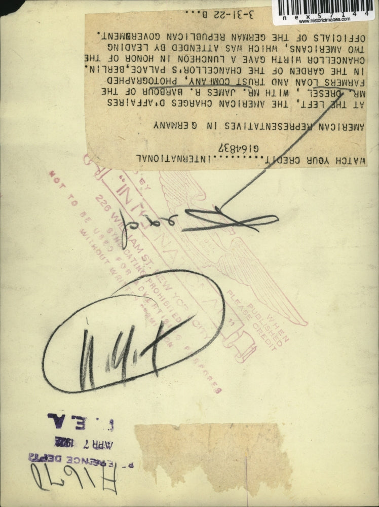 1922 Press Photo American Representatives Ellis L. Dresel, James R. Barbour