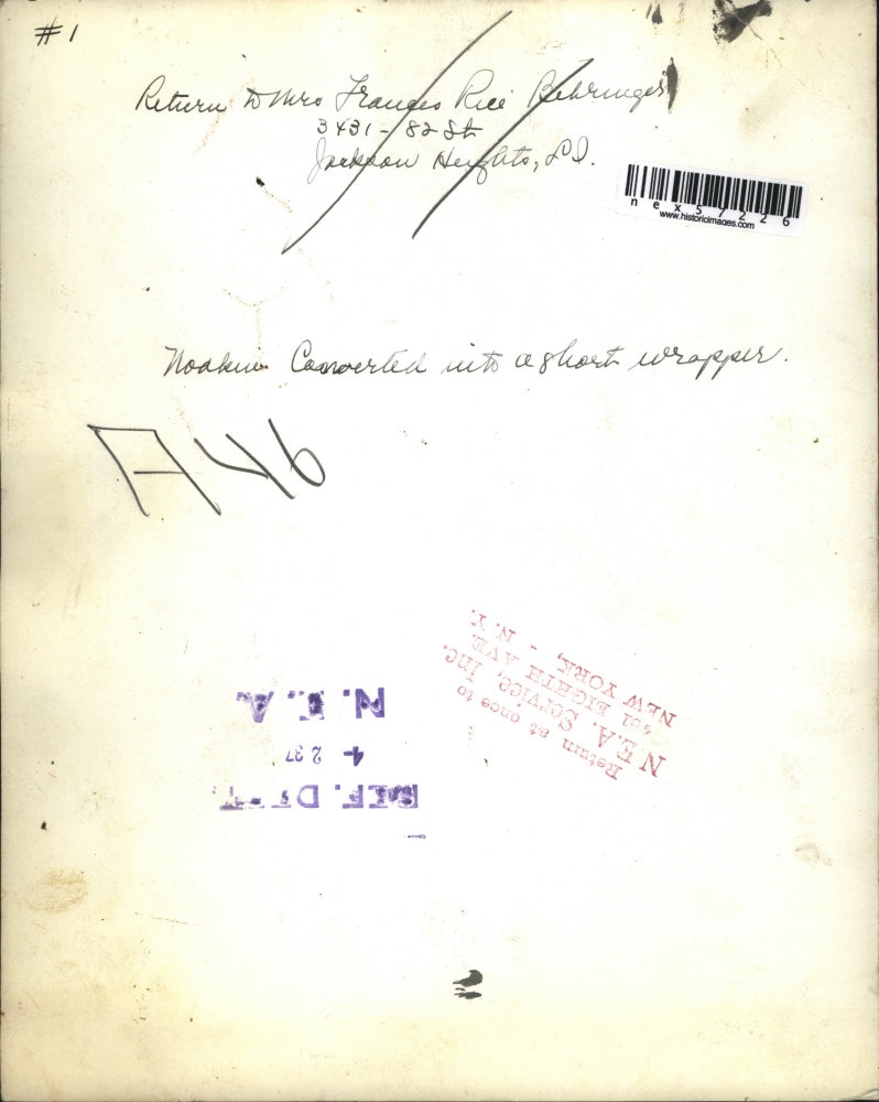 1937 Press Photo Noakue converted into a short wrapper