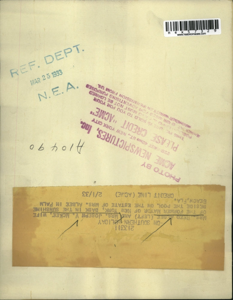 1933 Press Photo Mrs. Reed ALbee and Mrs. Joseph V. McKee on Southern Holiday