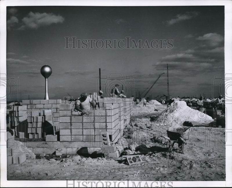 Load image into Gallery viewer, 1955 Press Photo Miami Fla Carol City housing constructed of concrete blocks
