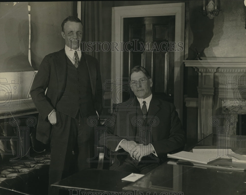 1924 Press Photo Curtis WilburSec of the Navy &Theo Roosevelt Asst Sec