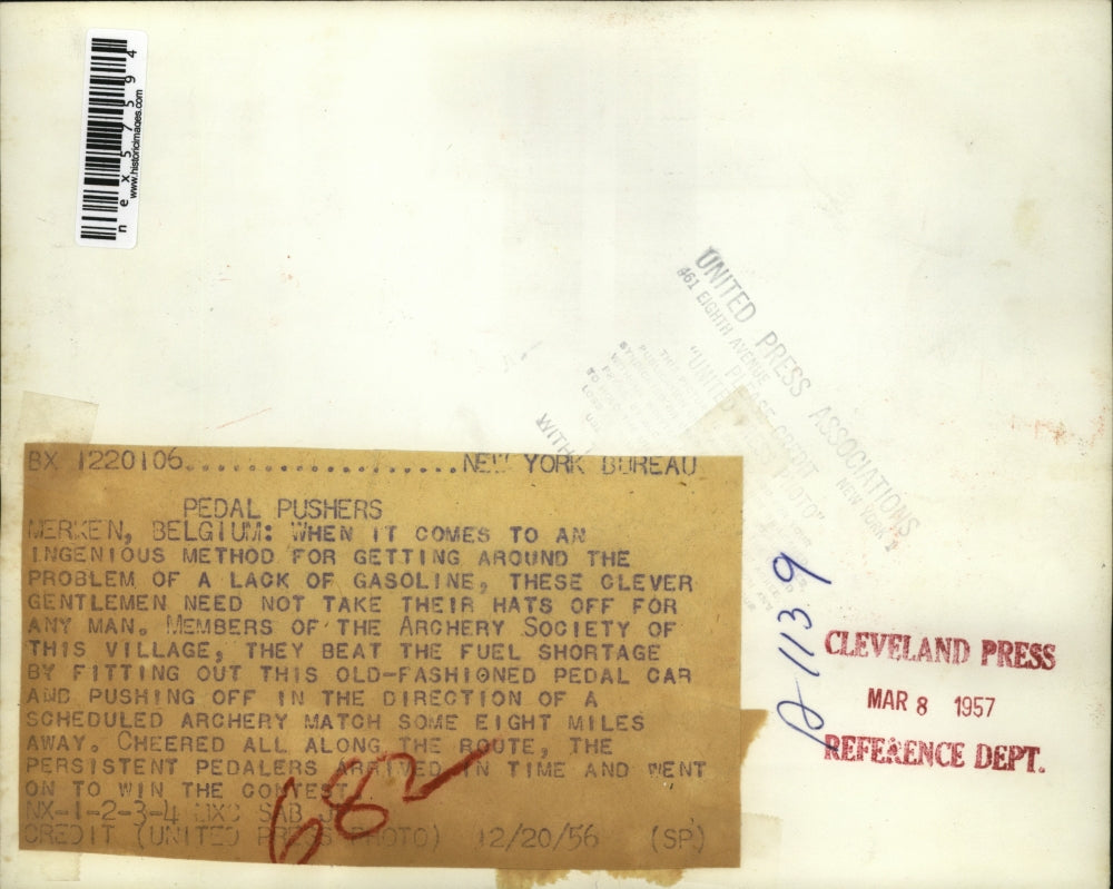 1956 Press Photo Merken Belgium Pedal car used for transpotation