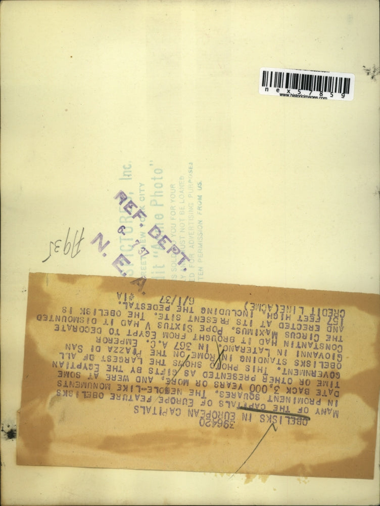 1937 Press Photo Rome Italt obelisk in Piazza di San Giovanni